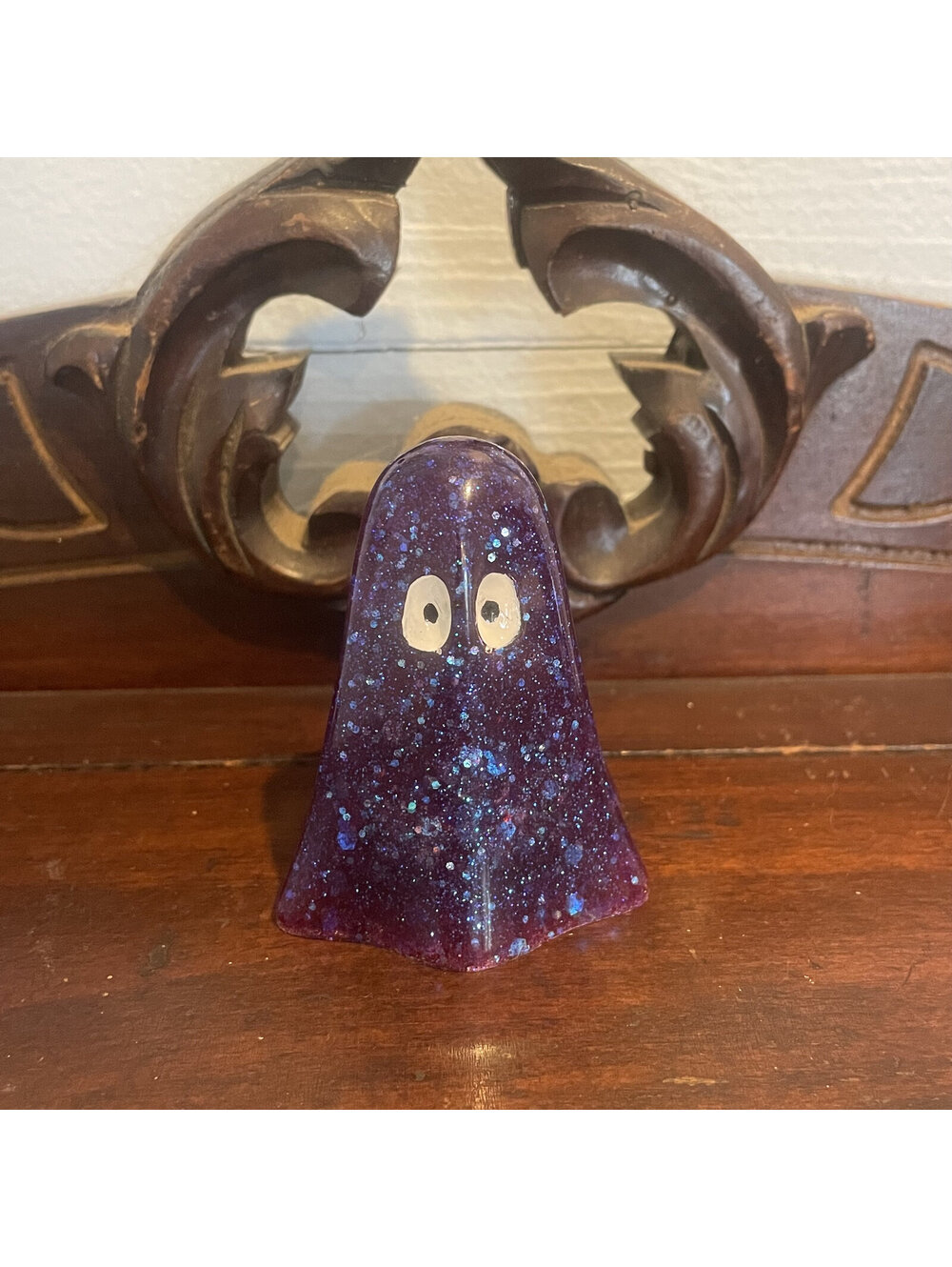 Purple Glitter Glow Ghostie - Resin Glow in the Dark Ghost Decoration